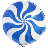 Шар фольга 18''/Fm круг Леденец конфета Голубая