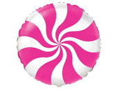 Шар фольга 18''/Fm круг Леденец конфета Розовая