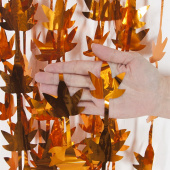 Занавес штора фигуры 100х200см Листья оранжевый металлик