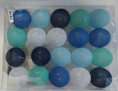 Гирлянда светодиодная Хлопковый шар 20 шаров USB бел/син/бирюз/гол/чер на прозр проводе