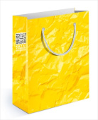 Пакет 11х13,5х6см матовый Мятая бумага желтая
