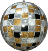 Шар фольга Сфера 3D Deco Bubble 22'' Диско шар Сверкающее Черный Золото FL
