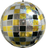 Шар фольга Сфера 3D Deco Bubble 22'' Диско шар Сверкающее Черный Золото голография FL