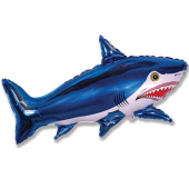 Шар фольга фигура Акула синий 42" 76х107см Fm
