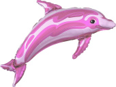 Шар фольга фигура Дельфин Розовый 33'' 84см FL 15313