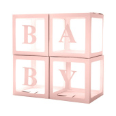 Коробки сюрприз для воздушных шаров 30х30х30см набор Baby Нежно-розовый упак уп4