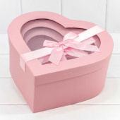 Коробка сердце с бантом Розовый