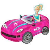 Шар фольга фигура Блондинка в розовой машине 36" 91см ВЗ