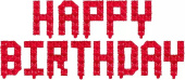 Шар фольга Буквы надпись Happy Birthday 16" 41см Happy Birthday Пиксели красный
