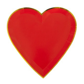 Тарелки бумага 230мм Сердце Красный металлик (уп6)