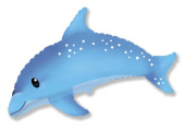 Шар фольга фигура Дельфин голубой 37'' 94см Fm