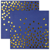 Салфетки 33см Золотое конфетти Синий Золото металлик уп12