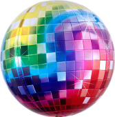 Шар фольга Сфера 3D Deco Bubble 24'' Диско шар Яркое Разноцветный Градиент FL