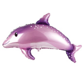 Шар фольга фигура Дельфин милый розовый 22" 56см.H X 37" 95см.W FM