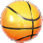 Шар фольга мини с клапаном Баскетбольный мяч 15'' 38см