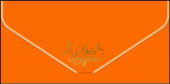Конверт для денег текстура бархата С Днем Рождения золотые бабочки оранжевый металлик 1шт