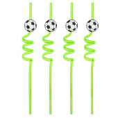 Трубочки для коктейлей пластик Футбол Зеленый уп4