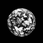 Шар фольга Сфера 3D Bubble Бабблс 18' Белые бабочки прозрачный кристалл 46см FL