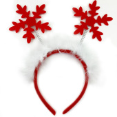 Ободок Снежинки с мехом красный белый 1шт