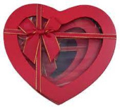 Коробка сердце с окошком Романтичное настроение красный 22х20х9см
