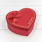 Коробка сердце с бантом Красный 19,2х17х7,5см