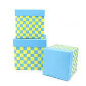 Коробка куб Веселые шахматы голубой 13х13х13см 1 штука