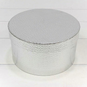 Коробка цилиндр Текстура кожи Серебро Металлик 14х7,5см 1 штука