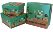 Коробка квадрат Интерьер с глобусом Зеленый 13х13х7,5см 1 штука