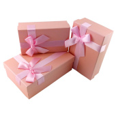 Коробка прямоугольник Перламутр Розовый с бантом 21,5х14,5х7,5см 1 штука