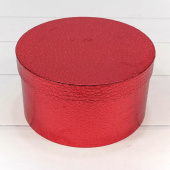 Коробка цилиндр Текстура кожи Красный металлик 14х7,5см 1 штука