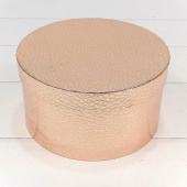 Коробка цилиндр Текстура кожи Розовое Золото металлик 21х21х11см 1 штука
