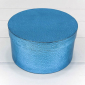 Коробка цилиндр Текстура кожи Синий металлик 21х21х11см 1 штука