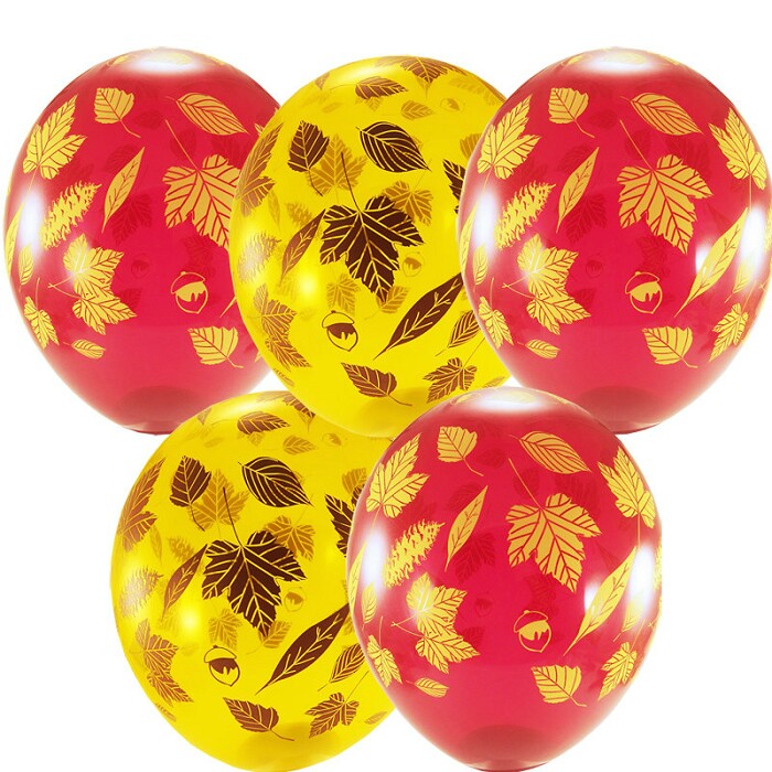 Шар латекс с рисунком 14"/Bb кристалл Осенние листья (25шт)