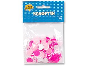 Конфетти Круг тишью ассорти Розовое 10г