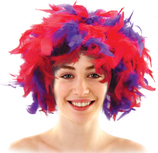 Парик карнавальный Каре Перья (красный сиреневый)