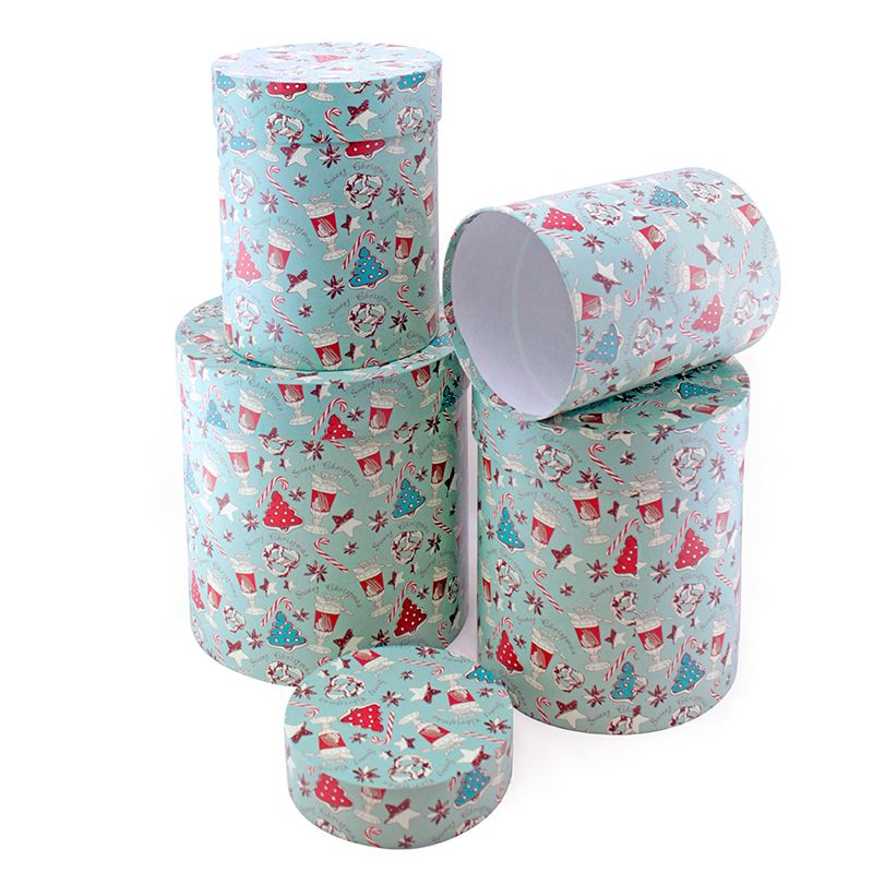 Коробка цилиндр Новогодние сладости 23х23х25 20х20х24 17х17х22 15х15х20см набор 4 в1