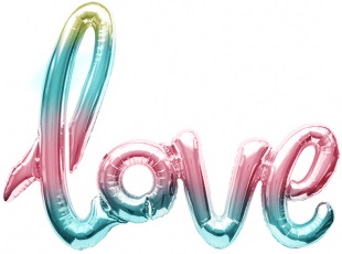 Шар фольга Буквы надпись LOVE Нежная радуга градиент FL 40'' 102см (уп4)