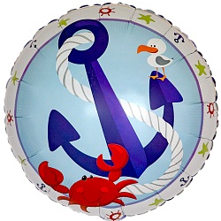 Шар фольга 18''/CTI круг Морской Белый