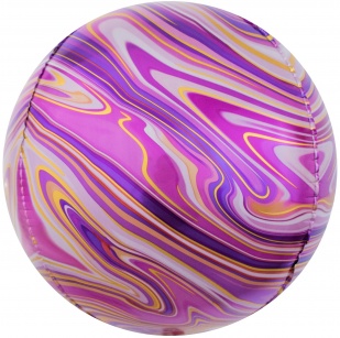 Шар фольга Сфера 3D Deco Bubble 24'' Мраморная иллюзия Фуше Агат FL
