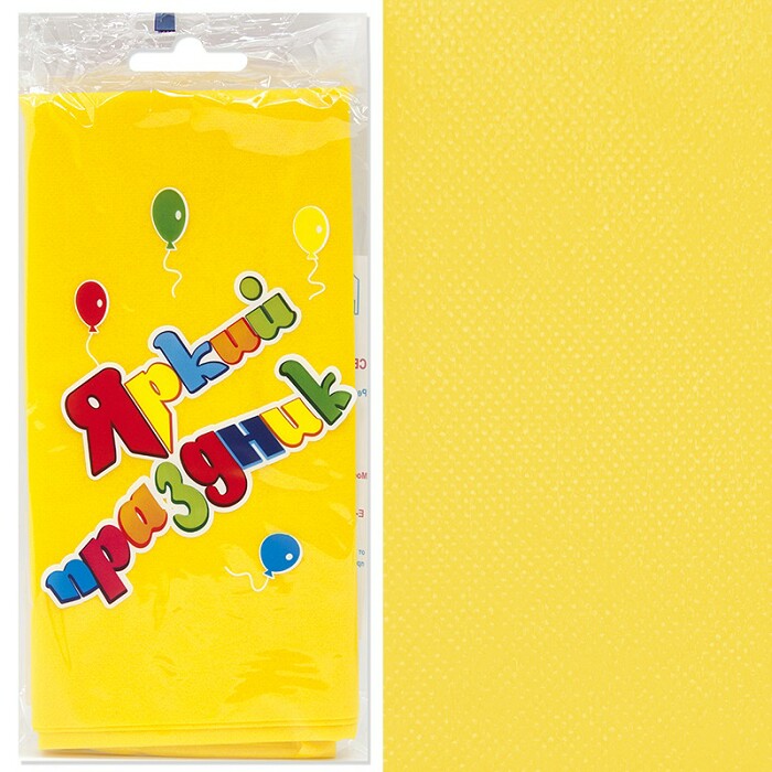 Скатерть ПЭТ однотонная 120х140см Желтый Яркий праздник