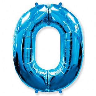 Шар фольга Цифра 32"/КА Синяя "0"