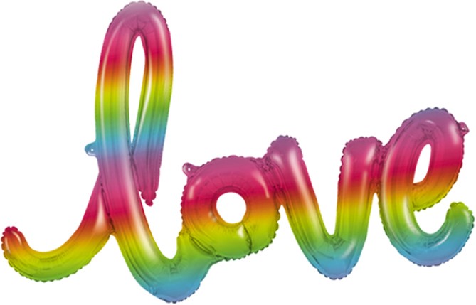 Шар фольга Буквы надпись LOVE Радужный Градиент FL 48'' 122см (уп4)