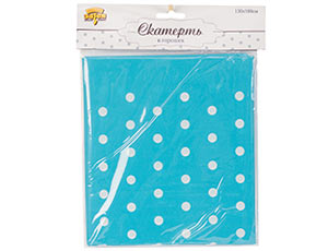 Скатерть ПЭТ 130х180см Горошек голубая