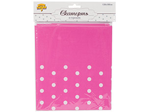 Скатерть ПЭТ 130х180см Горошек розовая ВесЗатея