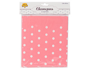 Скатерть ПЭТ 130х180см Горошек ярко-розая