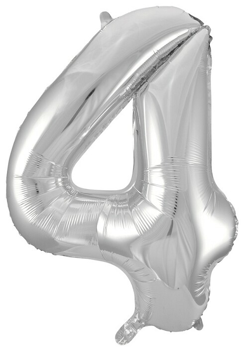 Шар фольга Цифра 34"/FL Серебро "4"