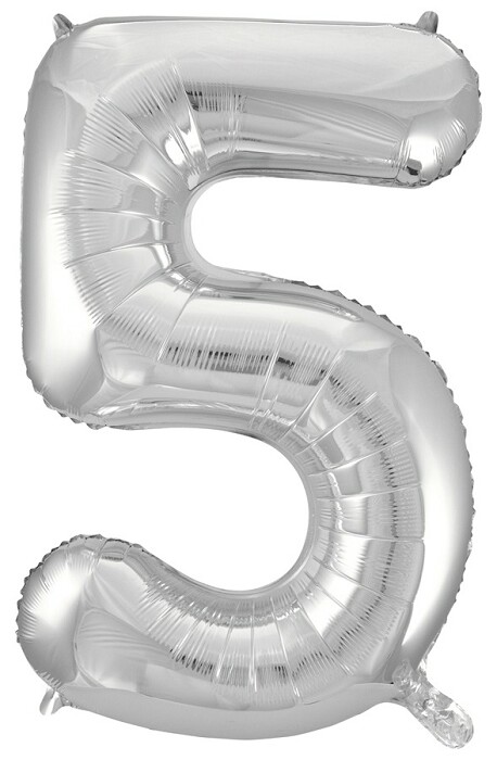 Шар фольга Цифра 34"/FL Серебро "5"