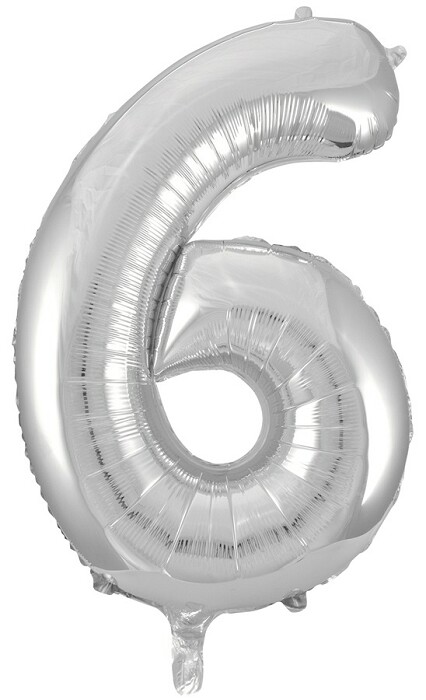 Шар фольга Цифра 34"/FL Серебро "6"