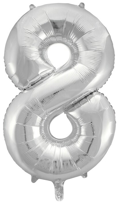 Шар фольга Цифра 34"/FL Серебро "8"