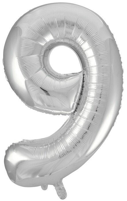 Шар фольга Цифра 34"/FL Серебро "9"